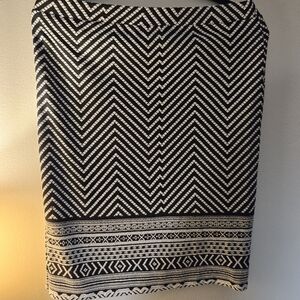 Melissa Paige Chevron Black and White Midi Skirt